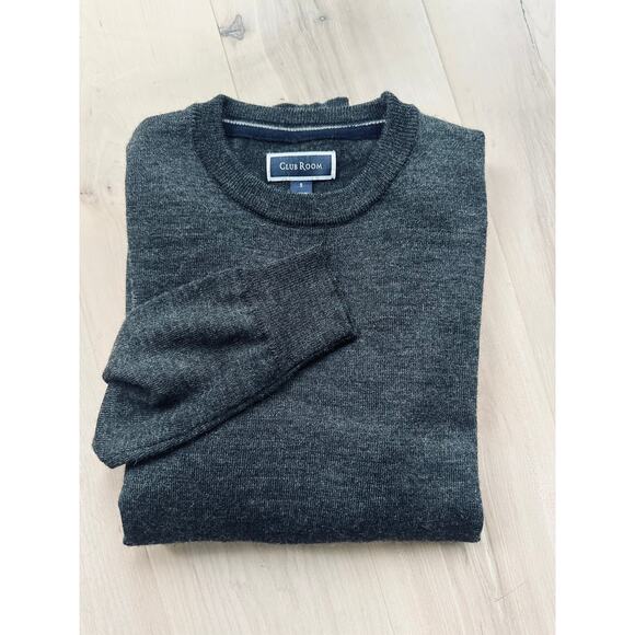 Men's Merino Wool Sweater Size Small Gray Classic Minimalist Lightweight Slim - Picture 3 of 8